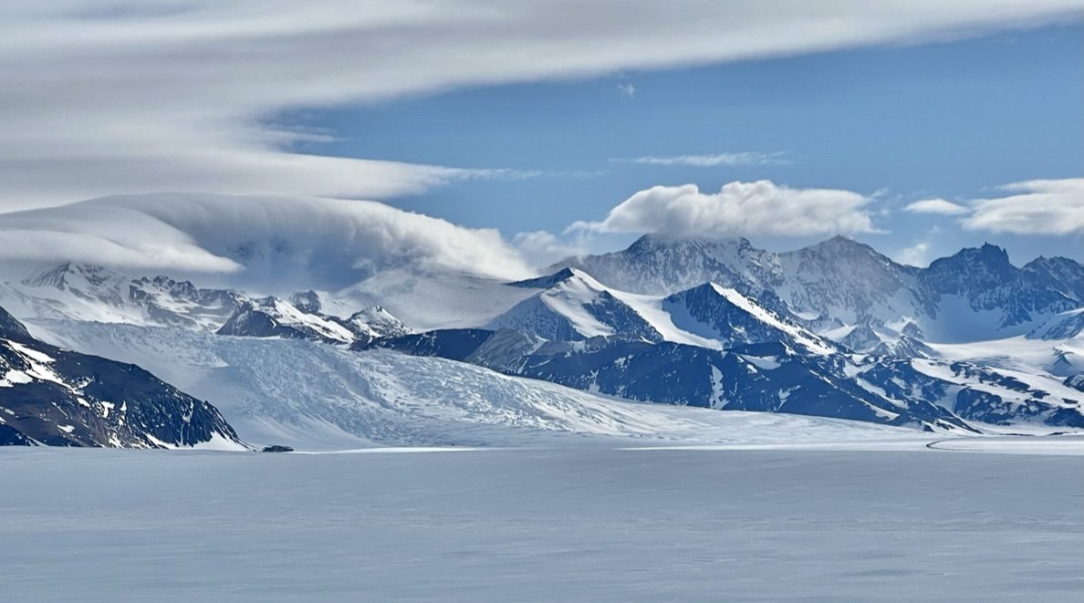 Glacier and snow peaks in Antarctica
